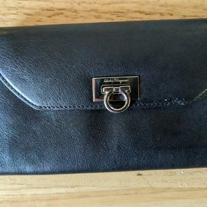Salvatore Ferragamo Black Leather Gancini Wallet